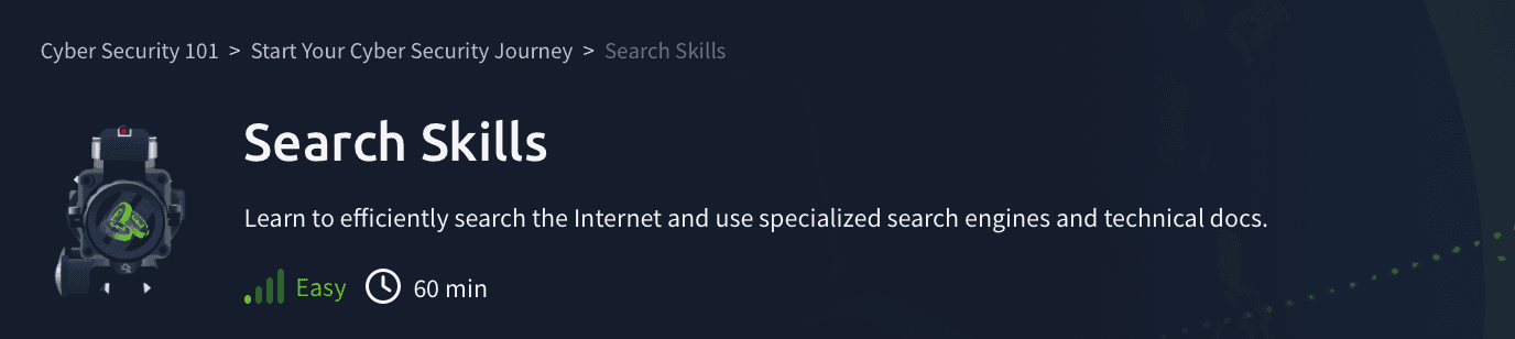 Start Your Cybersecurity Journey: Search Skills (TryHackMe)