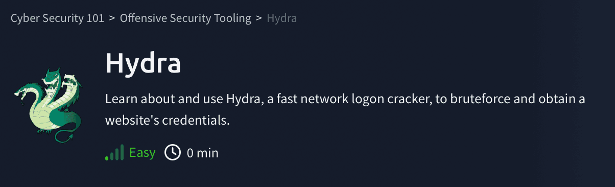 Offensive Security Tooling: Hydra (TryHackMe)