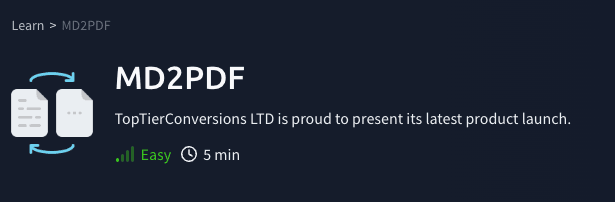 Challenges: MD2PDF (TryHackMe)