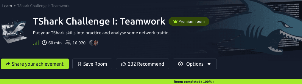TShark Challenge I: Teamwork - (T-Shark & Virus Total) (TryHackMe)