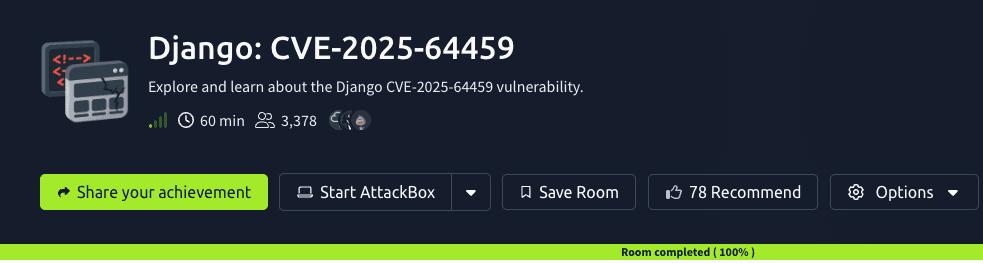 Django: CVE-2025-64459 (TryHackMe)