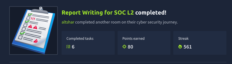 Report Writing for SOC L2 (TryHackMe)