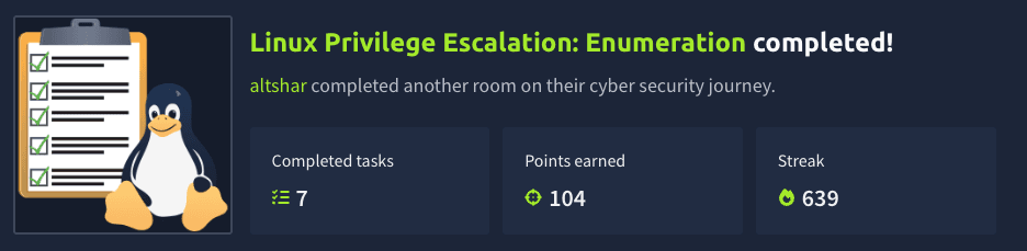 Linux Privilege Escalation: Enumeration
(TryHackMe)