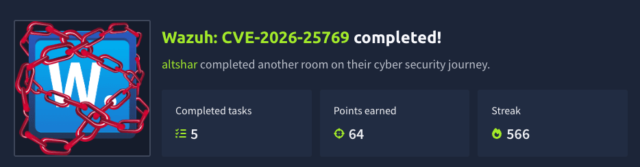 Wazuh: CVE-2026-25769 (TryHackMe)
